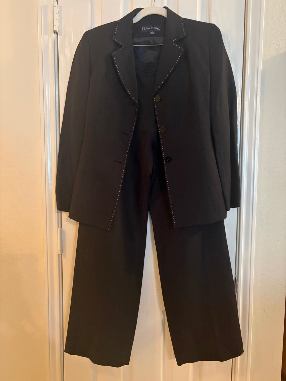Evan-Picone Petite Women’s 6P Linen Blend Pantsuit Blazer Wide Leg Pants
